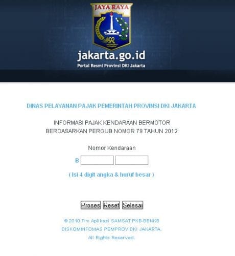 Cek STNK Jakarta Online